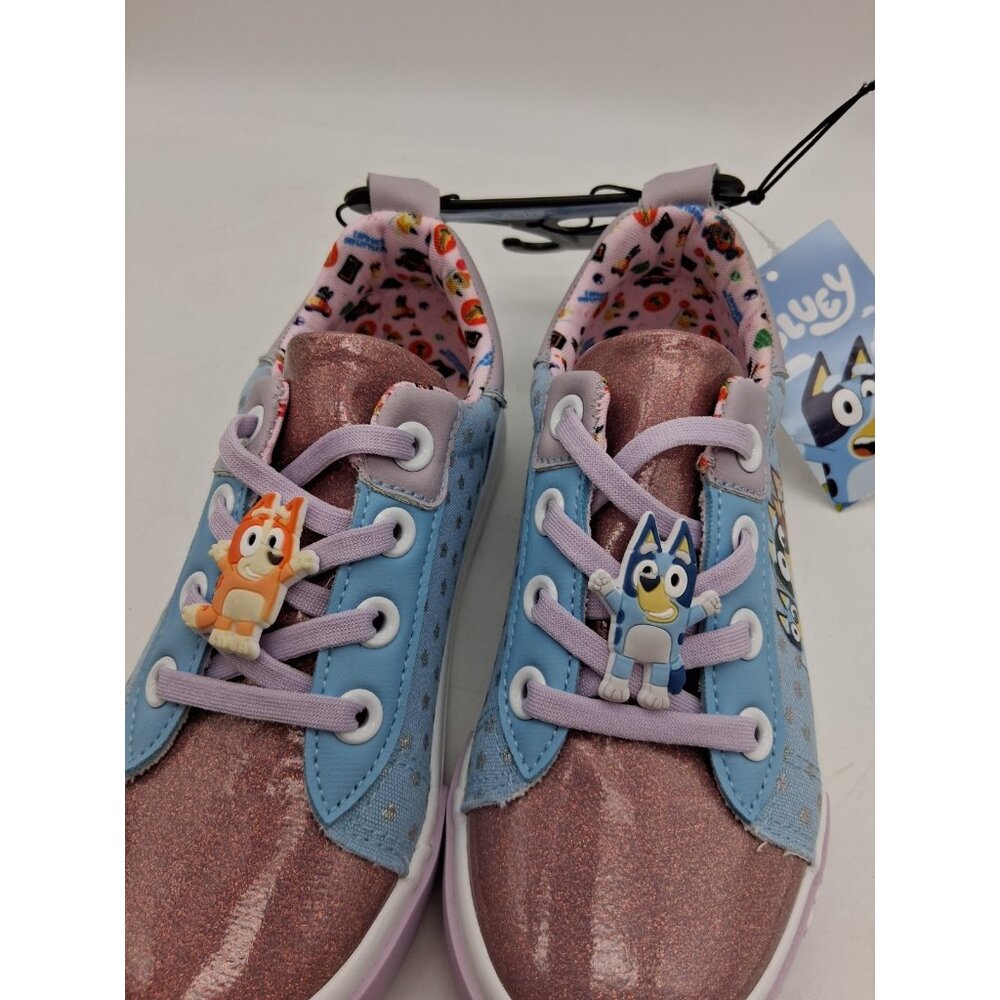 Bluey Sneakers Toddler Kids Size 12 Blue Purple Slip On Elastic Lace Shoes - Picture 6 of 10